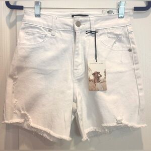 SINCERELY JULES White Denim Cutoff Distressed Shorts NWT Size 1/25